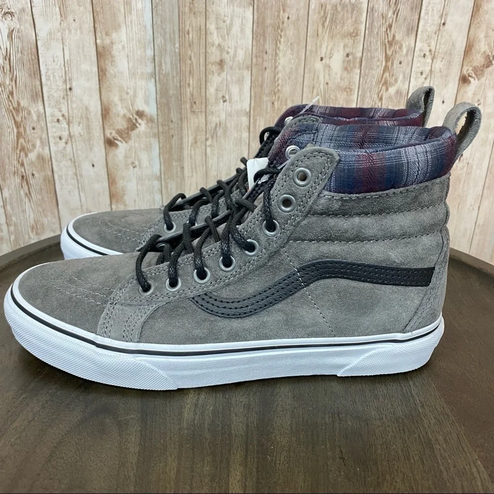 Vans Sk8-Hi MTE Pewter Plaid High Top Hiking Boot Sneaker‎ Size 9.5 Women